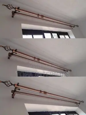Complete Set Imported Adjustable 3m Double Brown Curtain Rods