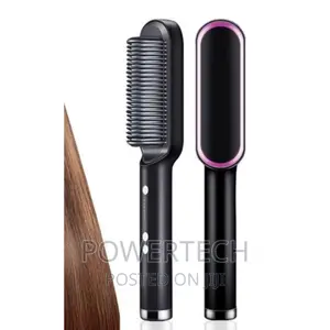 2 in 1 Hot-Air Hair Styling Straightener Hair Brush -Black