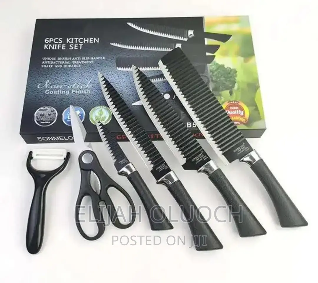 Corrugated Black Knife Set