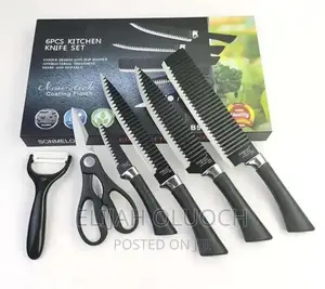 Corrugated Black Knife Set