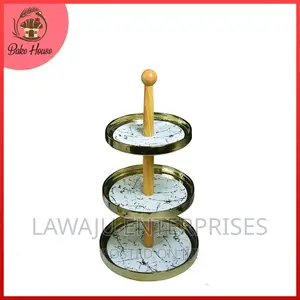 Gold 3 Tier Ceramic Cup Cake Stand