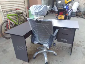 Lshaped Office Desk Plus High Back Recliner Headrest Chair