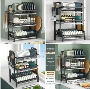 *3 Tier Dish Rack With Cutlery Holder Chop Board Holder*