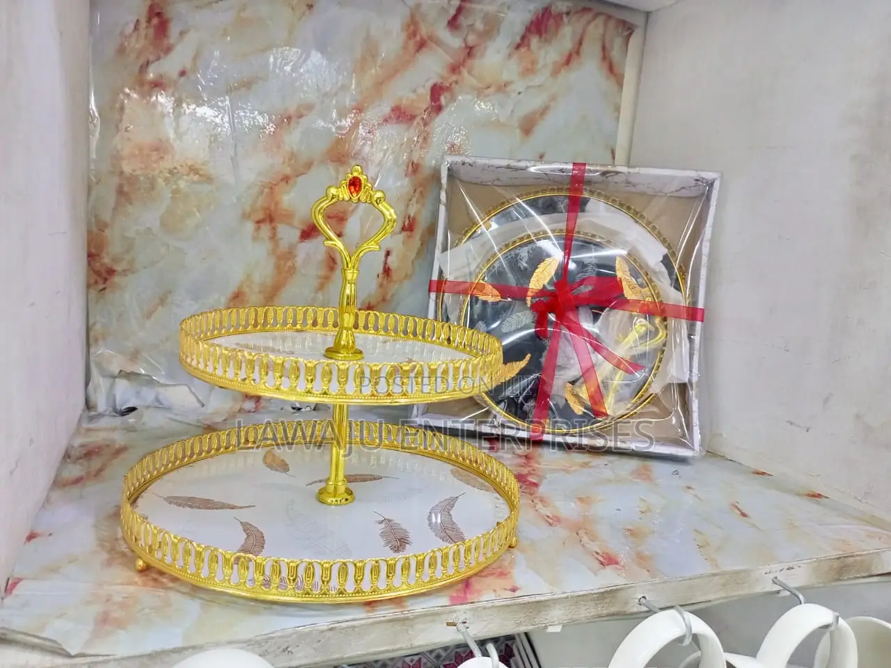2layer Gold Metallic Cake Stand