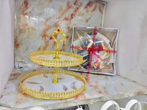 2layer Gold Metallic Cake Stand