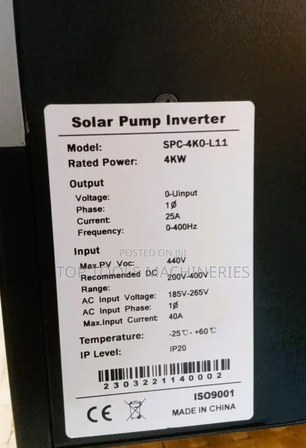 4 Kw Pumping Inverter Single Phase