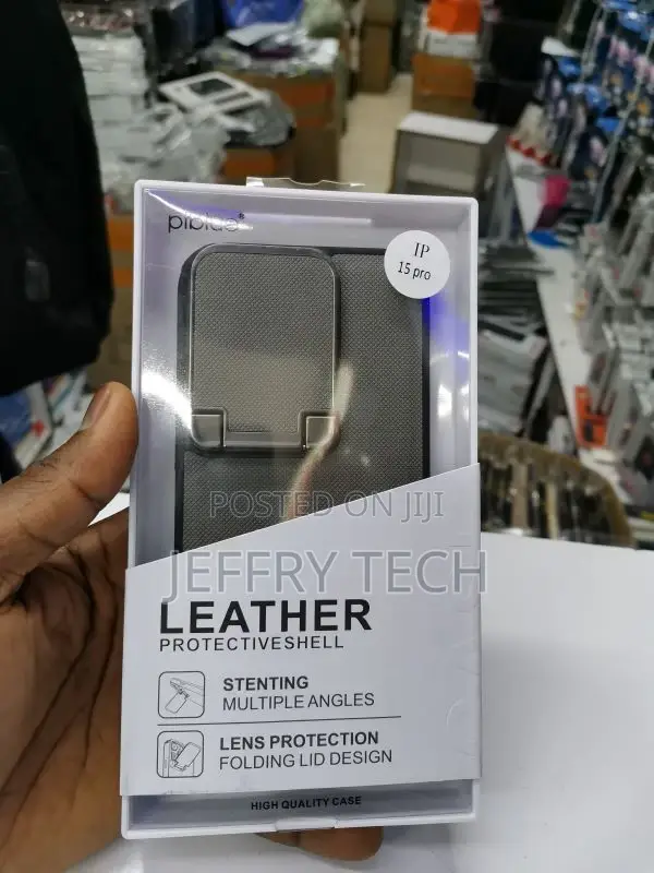 Flip Case for iPhone 15 Pro Leather With Stand and Camera Pr