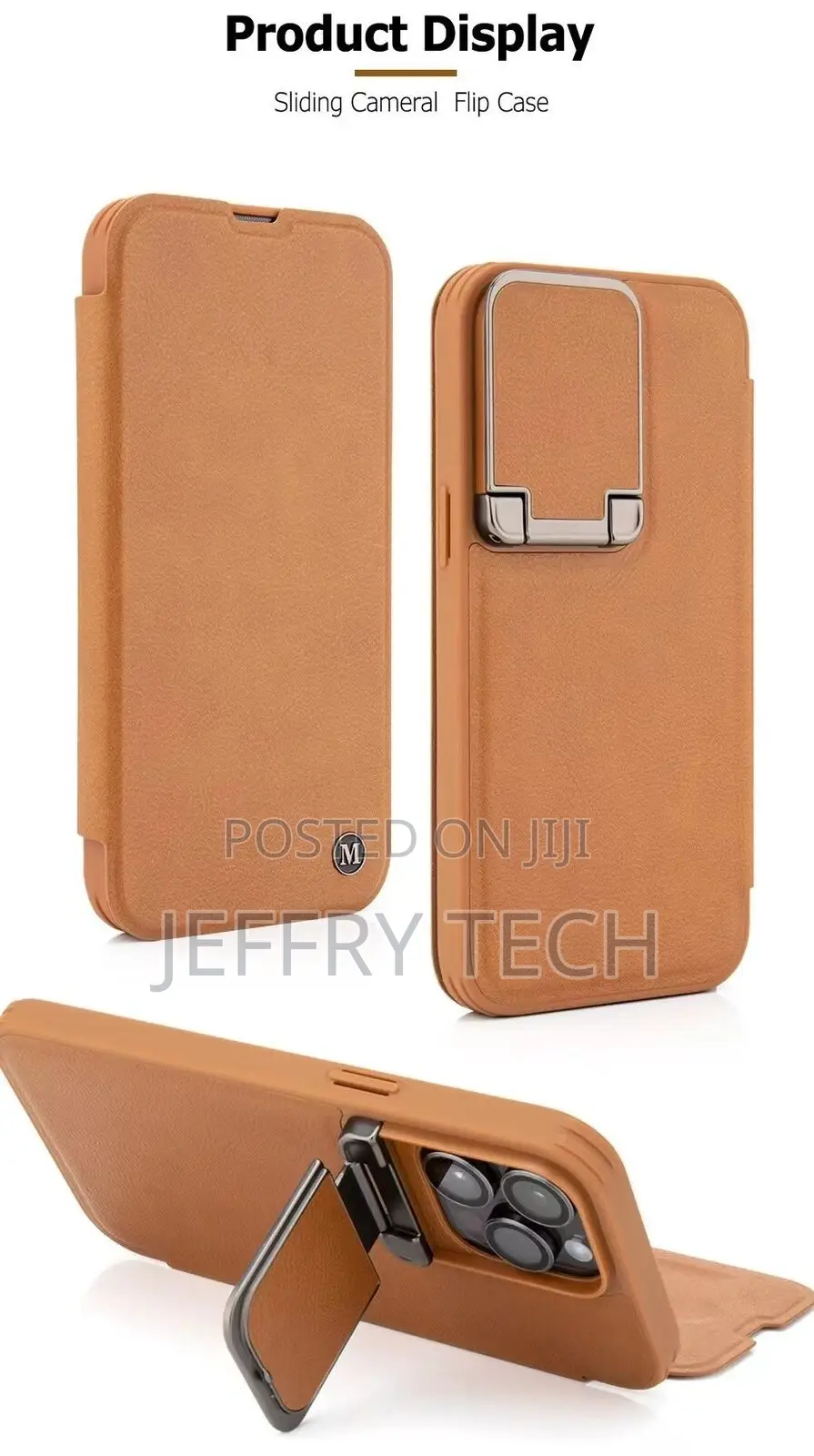 Flip Case for iPhone 15 Pro Leather With Stand and Camera Pr