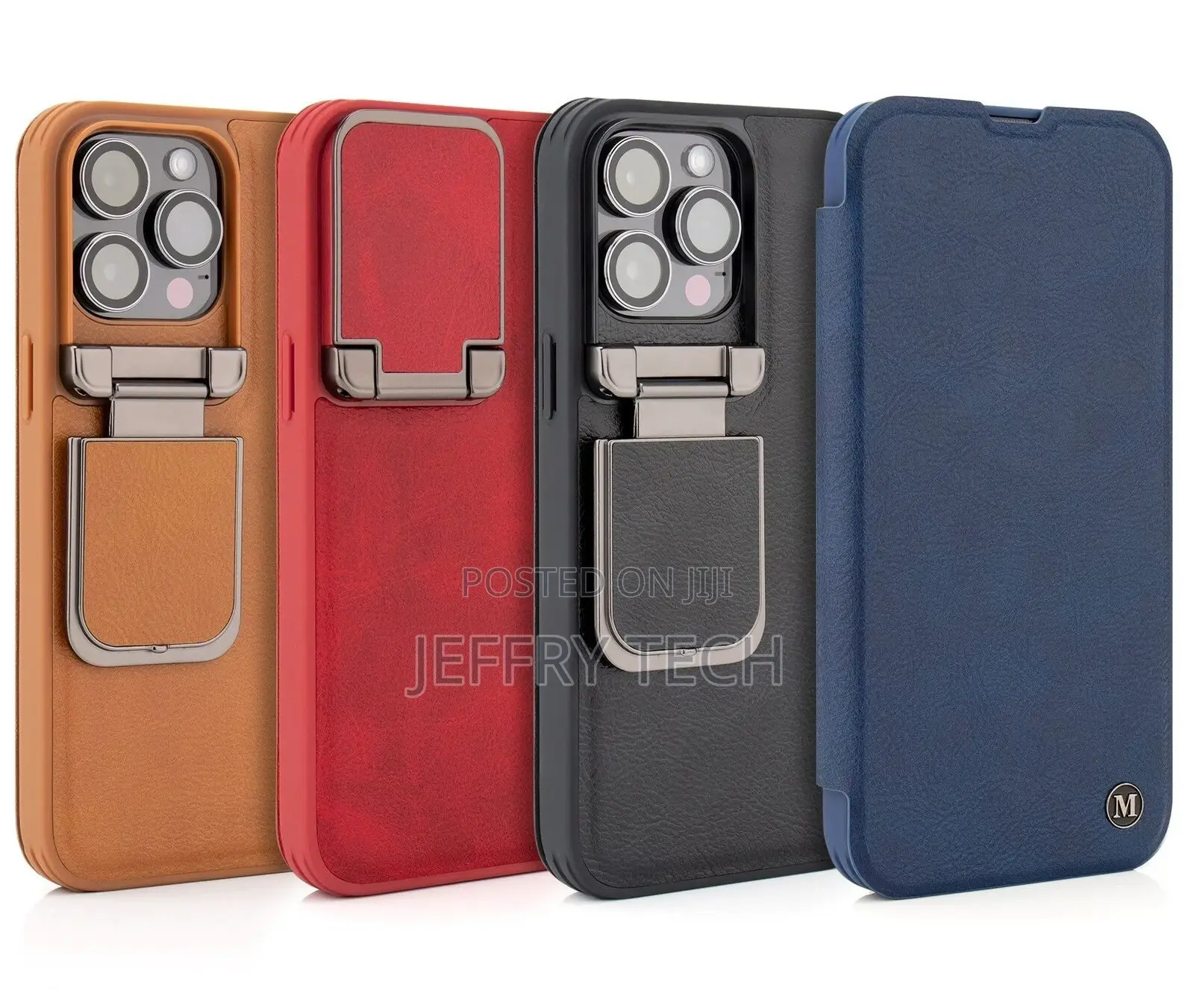 Flip Case for iPhone 15 Pro Leather With Stand and Camera Pr