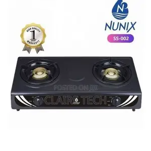 Black Nunix Table Top Gas 2 Burner Auto Ignition Ss-002
