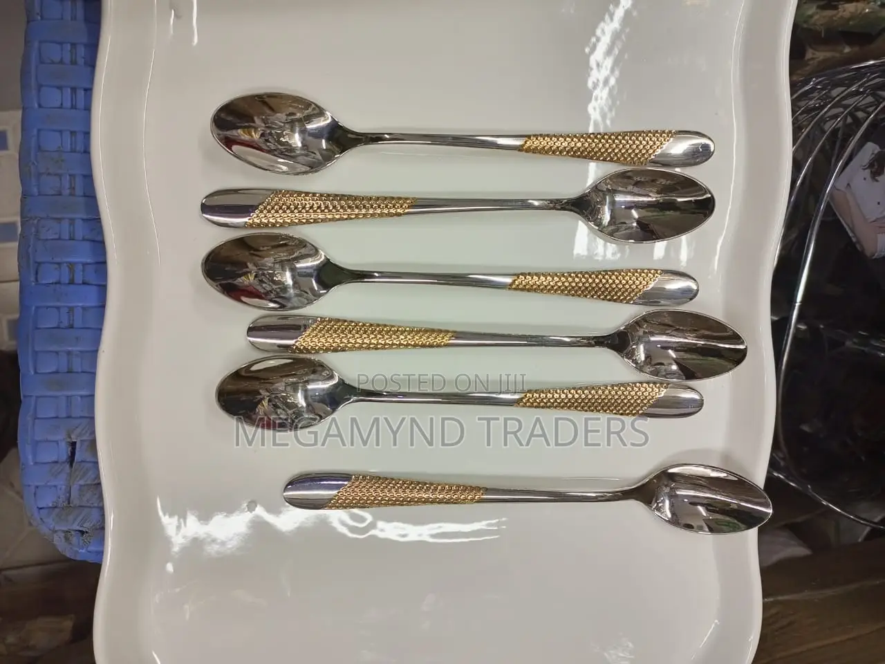 6pc Dinner Spoons/Golden Long Spoon