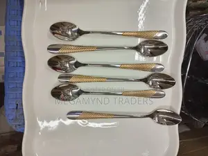 6pc Dinner Spoons/Golden Long Spoon