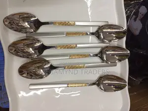 6pc Dinner Spoons/Golden Long Spoon