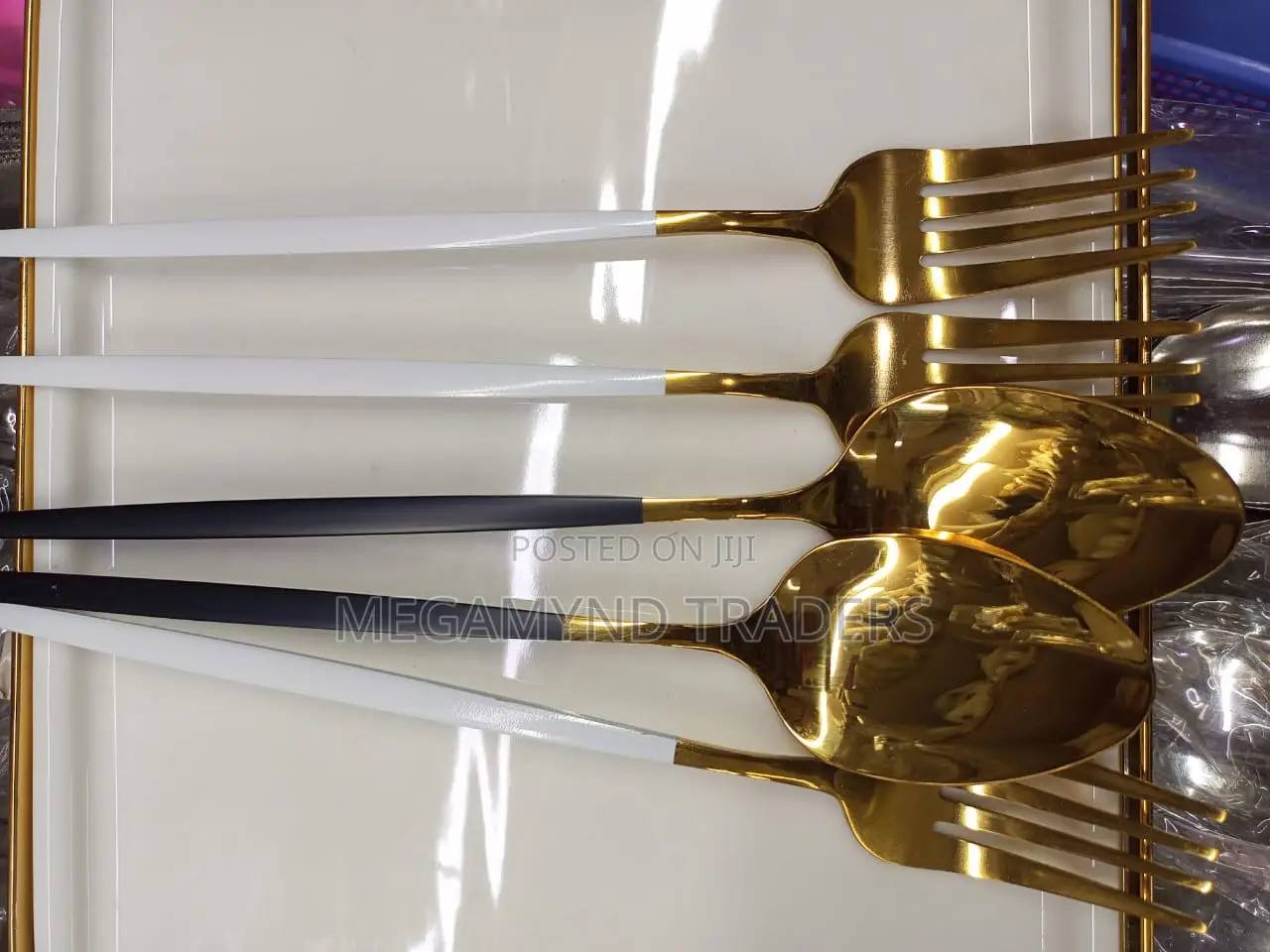 6pc Dinner Spoons/Golden Long Spoon
