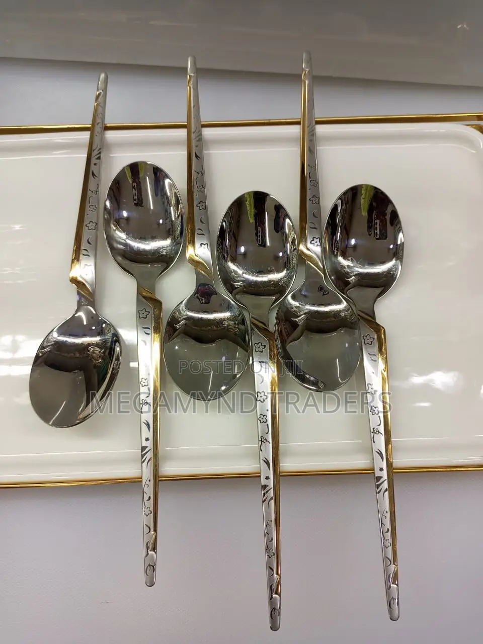 6pc Dinner Spoons/Golden Long Spoon