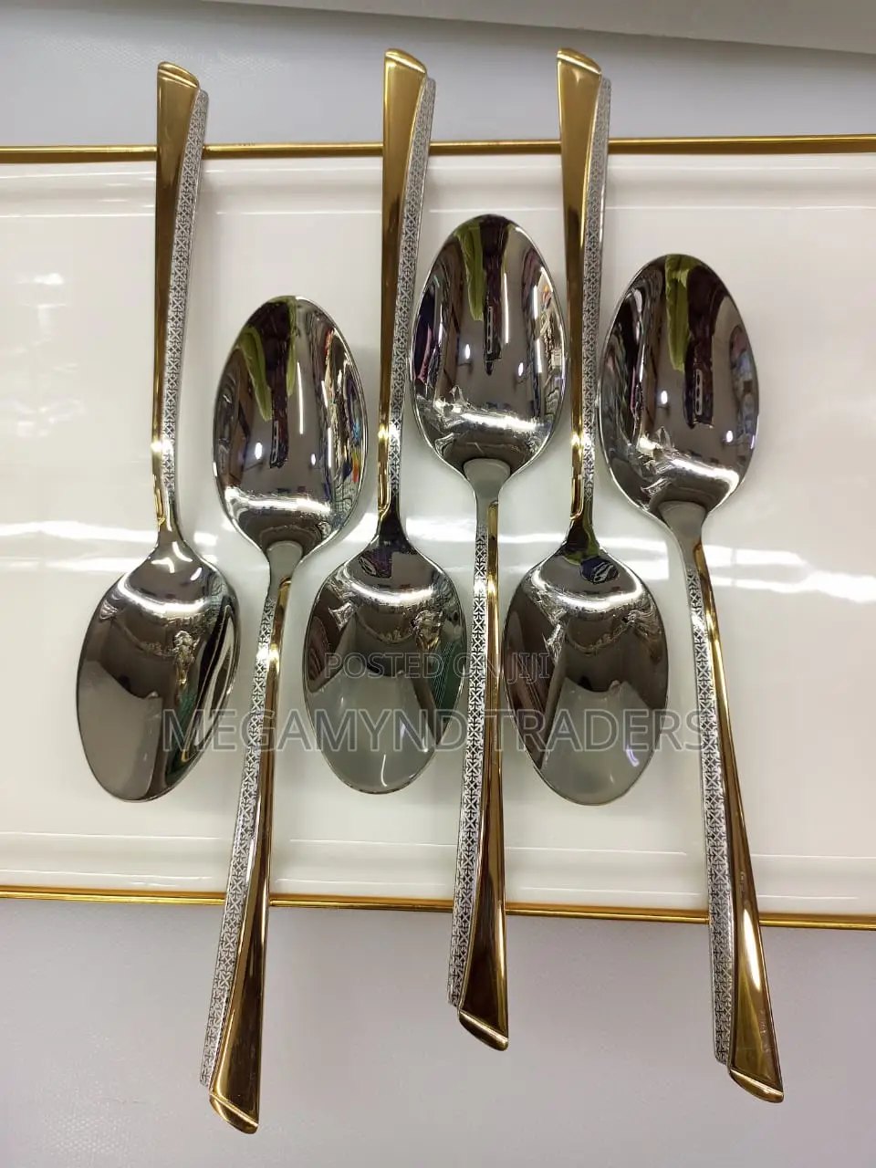 6pc Dinner Spoons/Golden Long Spoon