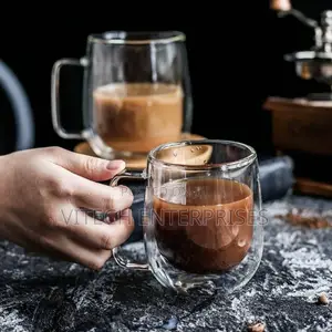 Double Wall Insulated Glass Coffee Mug Tea Cup.,