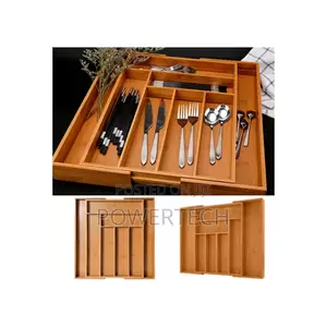 Multifunctional Bamboo Drawer Cutlery Organizer.
