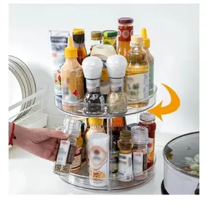 Two Layer 360 Rotation Cabinet Turntable Organizer,