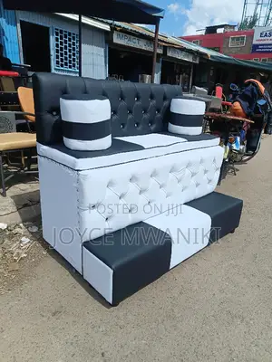 Pedicure Seat, 3 Seater Black and White