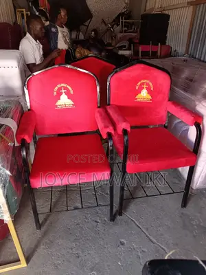 Church Chairs Red, With Armrest and Logo 
