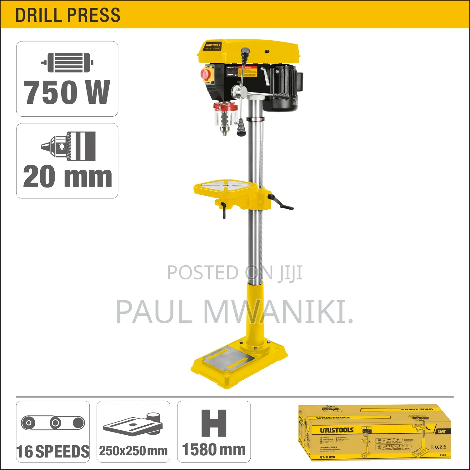 INDUSTRIAL DRILL PRESS - 20 MM - 750 Watts