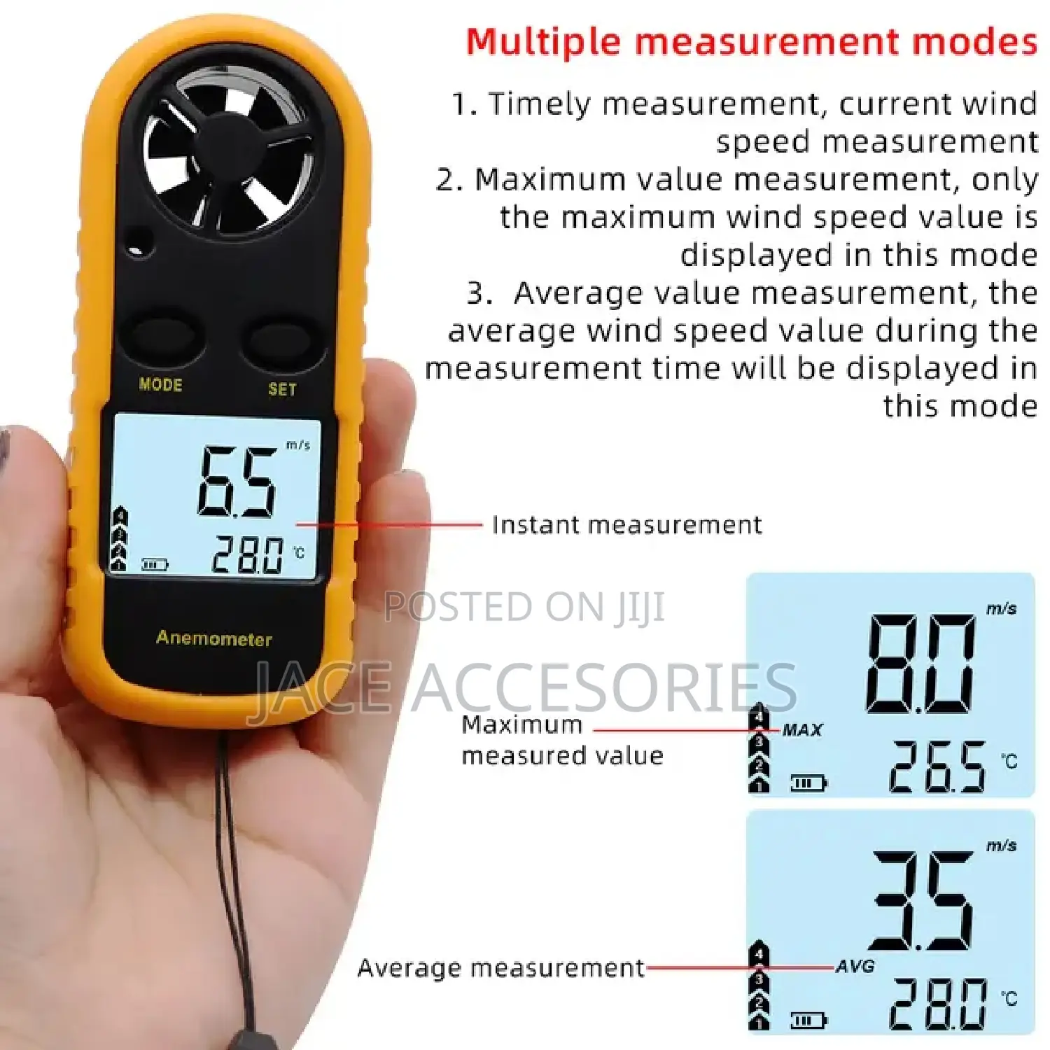 Digital Anemometer Wind Speed, Air Velocity Temp Meter