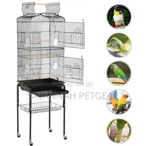 Play Top Detachable Rolling Stand Metal Bird Cage