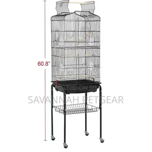 Play Top Detachable Rolling Stand Metal Bird Cage