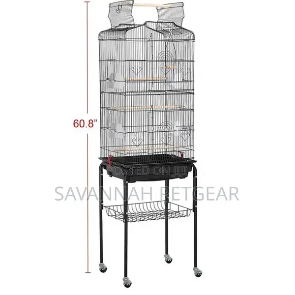 Play Top Detachable Rolling Stand Metal Bird Cage