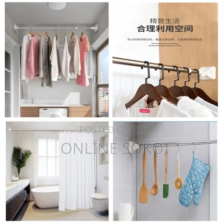 Multipurpose Steel Shower Curtain Telescopic Extendable Rods