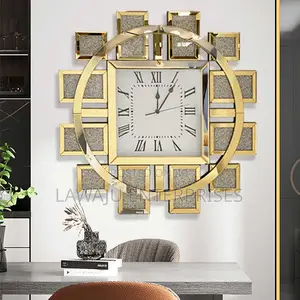 Gold Classy Crystal Mirrored Wall Clock