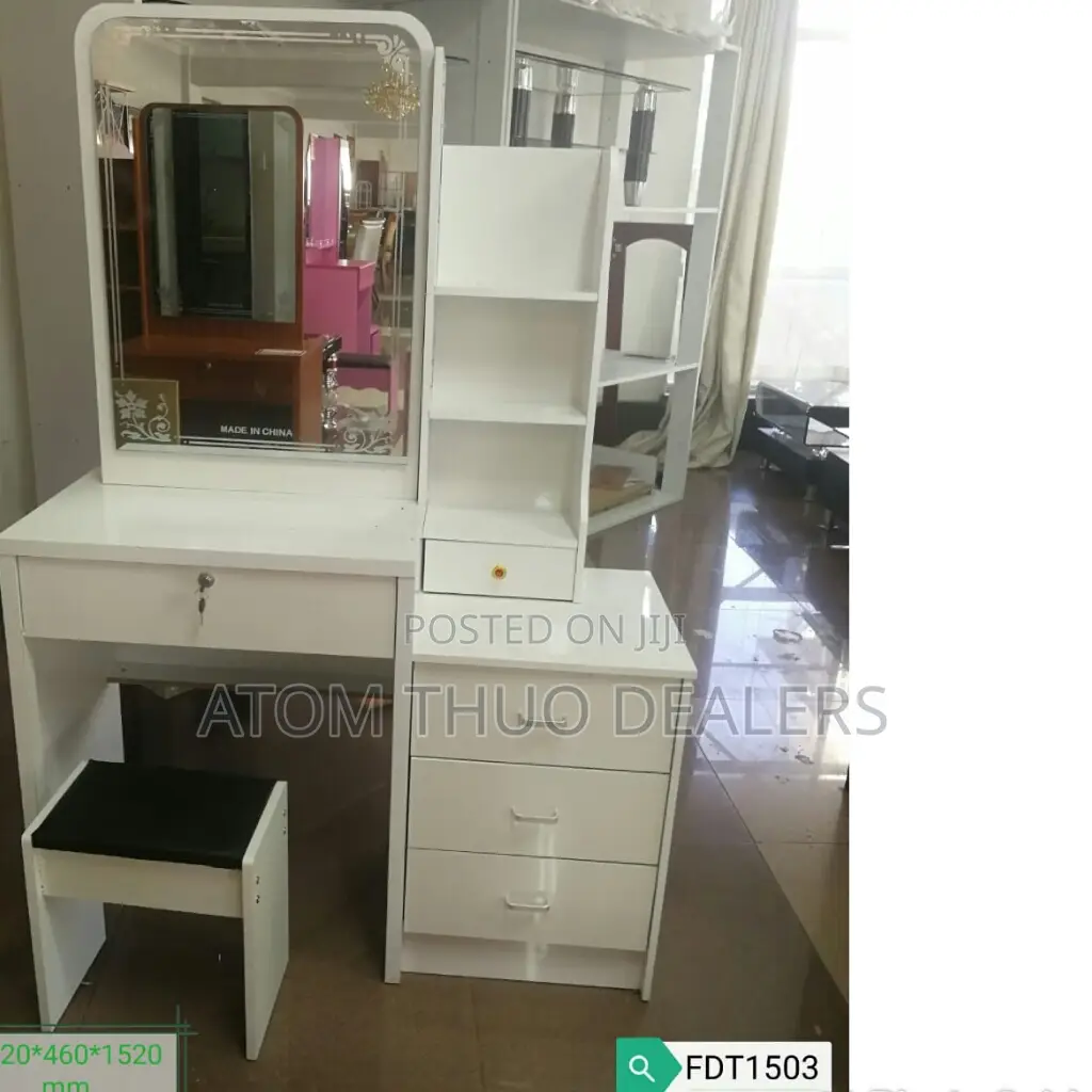 White Dressing Table With Sliding Mirror