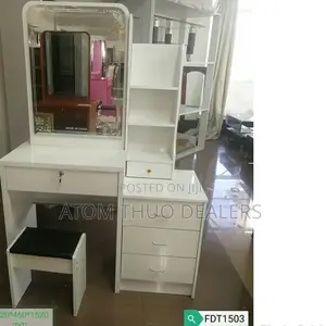 White Dressing Table With Sliding Mirror