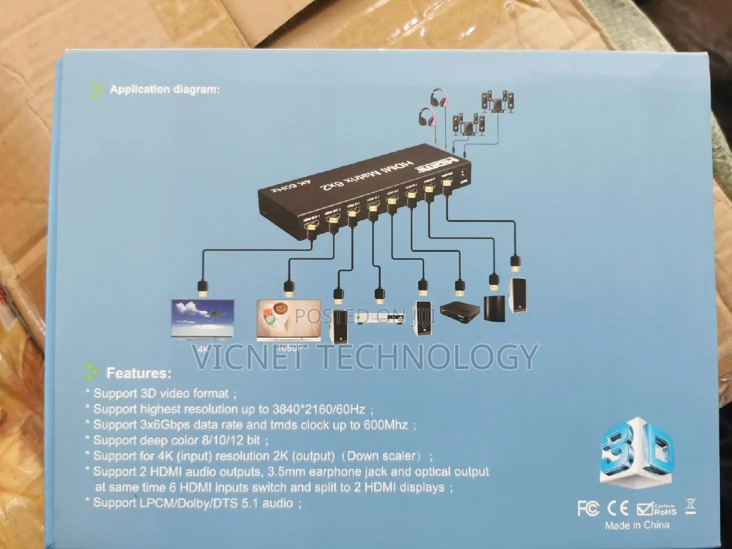  Display HDMI Matrix With Optical Cable Input