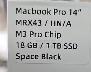 New Laptop Apple MacBook Pro 18GB Apple M3 Pro SSD 1T