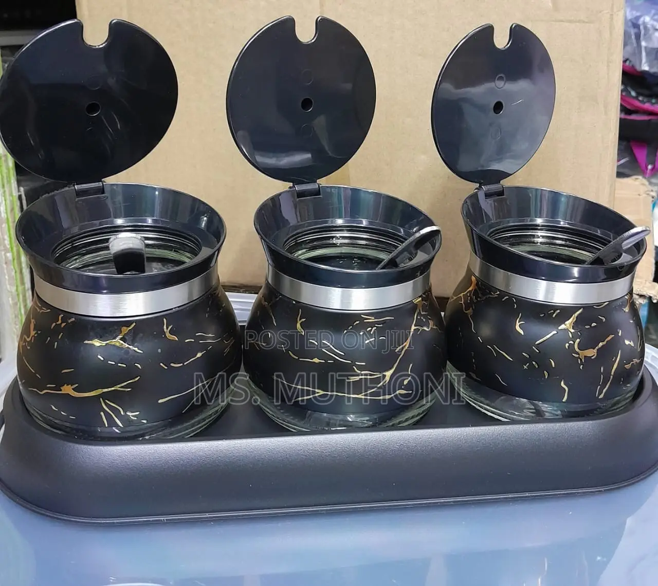 3 in 1 CONDIMENTS Set Glass*
