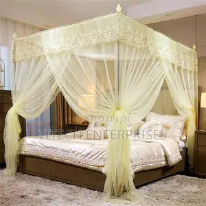 4*6 Mosquito Net With Metallic 4 PCS Stands Cream