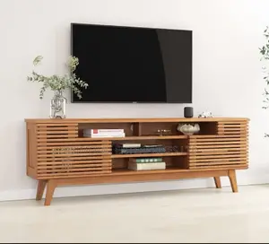 Mid-Century Modern Solid Teak Wood Tv Media Cabinet