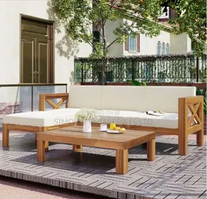Patio Teak Wood 5-peace Sectional Sofa Seating Group Set