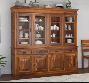 Elite Modern Rustic Solid Wood Dining Large Buffet Hutch