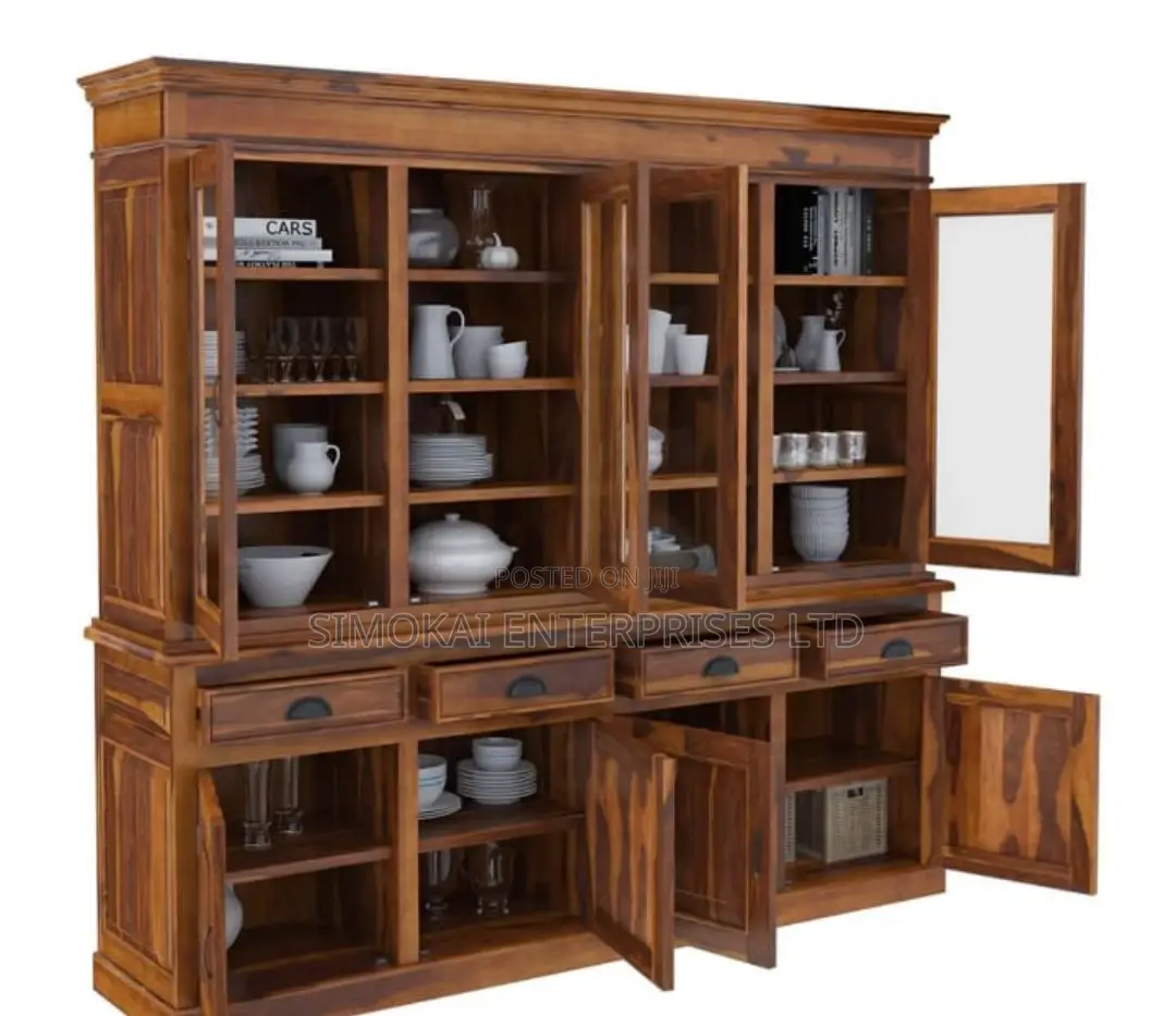 Elite Modern Rustic Solid Wood Dining Large Buffet Hutch