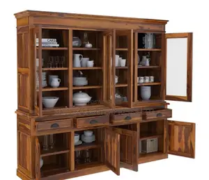 Elite Modern Rustic Solid Wood Dining Large Buffet Hutch
