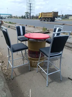 Bar Chairs, or Restaurant Set Powder Coated With Drum Table