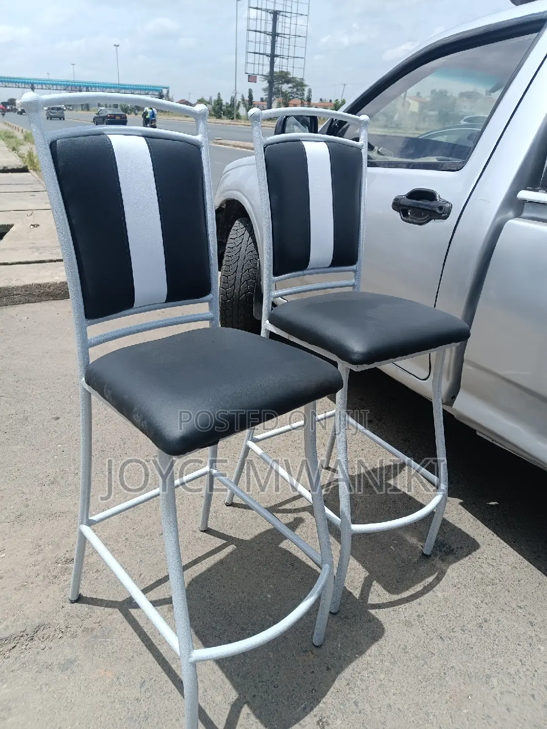 Bar Chairs, Powder Coated White Colour.