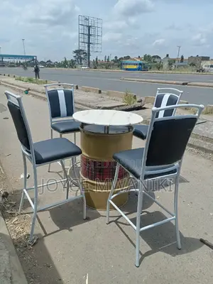 Restaurant or Bar Set of Chairs and Drum Table Powder Coated