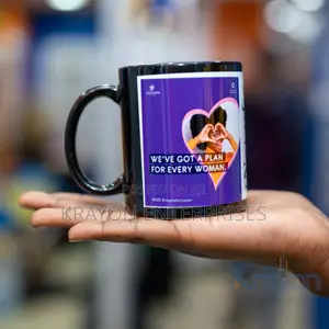 Black Ceramic Mug With Printable White Patch