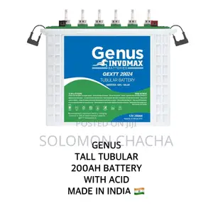 Genus Tall Tubular 200ah Battery With Acid Made in India