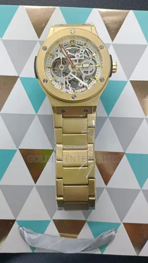 Gold Hublot Automatic Metallic Strap Men's Watch