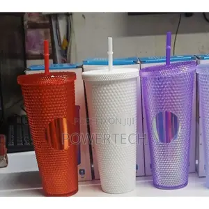Ice Smoothie Cup Tumbler Party Cups With Re-Usable Straw.